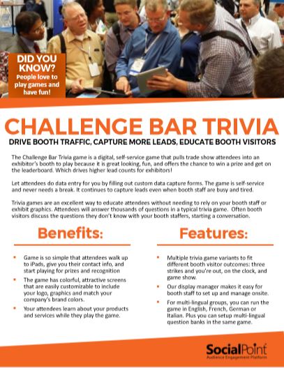 Challenge Bar Trivia - interactive trade show game