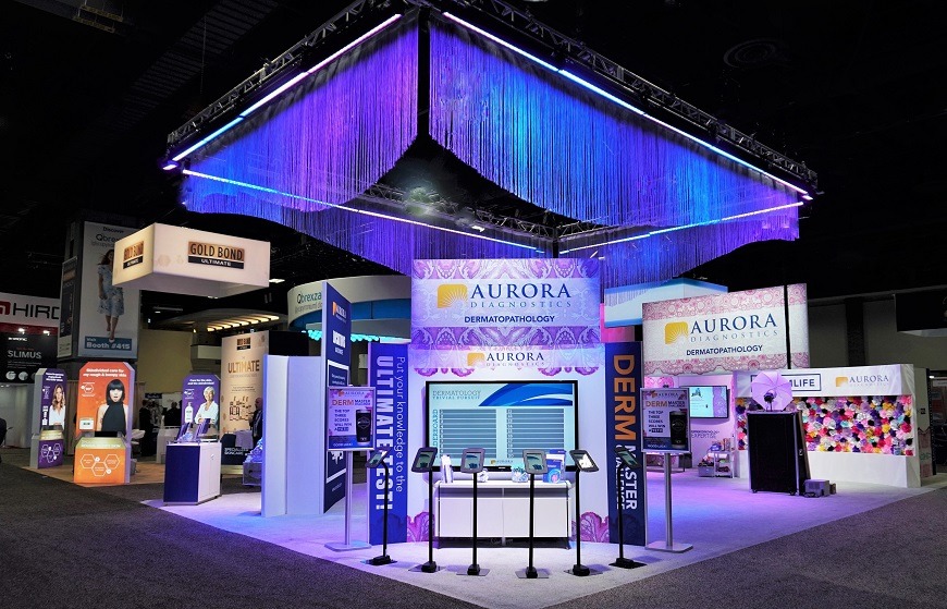 Aurora Diagnostics - Trivia game and entire trade show booth at AAD 2019